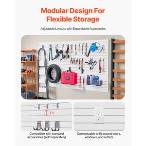 Pannelli a Doghe per Garage in PVC Bianco 8 X 4 Piedi, Facili da Installare, Design Modulare Regolabile - Product Image 3
