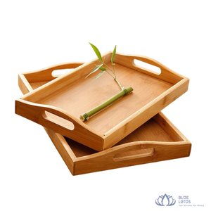 Plateau de service rectangulaire en bois moderne et écologique, best-seller, organisateur créatif pour table basse, support exquis pour articles d'hôtel - Product Image 1