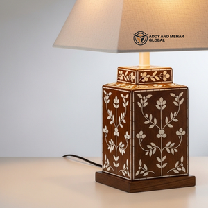Handcrafted Bone Inlay <b>Table</b> Lantern with Floral Pattern Luxury Mosaic <b>Bedside</b> Light Traditional Indian Art Decorative Desk - Product Image 5