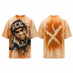 Camiseta de Manga Corta con Estampado Tie Dye, Cuello Redondo, Estilo Urbano, Diseño de Personajes, Corte Regular, 100% Poliéster - Product Image 1