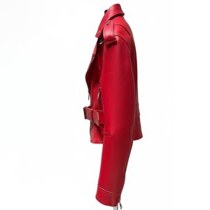 Ventes flash RTS : vestes pour femmes avec logo personnalisé, fermeture éclair rouge, style vintage, pour l'hiver, manteaux en cuir élégants, bombers authentiques, streetwear. - Product Image 4
