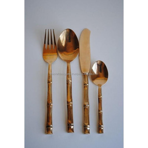 Juego de cubiertos de metal chapado en oro para ocasiones de comedor de lujo que crean un aspecto de presentación de mesa rico y elegante - Product Image 2