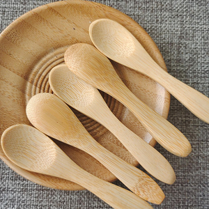 Cuillères en bois de bambou naturel, cuillère à glace, cuillère à café, cuillère à miel, mini-cuillère, cuillère à thé, vaisselle, couverts de cuisine, cuillères pour enfants - Product Image 2