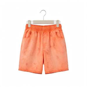Shorts d'été en gros pour hommes, 220 grammes, taille élastique, style streetwear, longueur genou, couleur unie, en molleton teint, élastique - Product Image 3