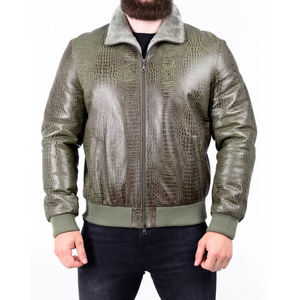 Chaqueta de Cuero Unisex con Cuello Alto Texturizado y Diseño Frontal, Color Personalizado para Grabado en Relieve - Product Image 1