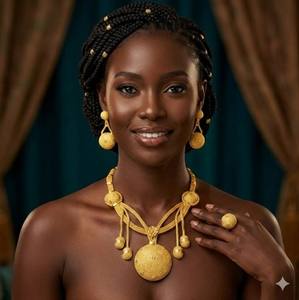 Juego de Collar de 4 Piezas de Latón y Cobre Chapado en Oro de 24K de Primera Calidad, Joyería para Mujer, Superficie Pulida Lisa, Diseño Elegante, Regalo de Boda - Product Image 2