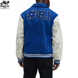 Veste de baseball en toile et peau de mouton pour homme, style streetwear d'hiver, personnalisable en gros - Product Image 3