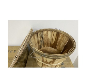 Manufactured Split Wood Lobster Trap <b>Basket</b> With Lid Handle for Storage Container Box Seafood Fruit Home Garden Warehouse - Product Image 4