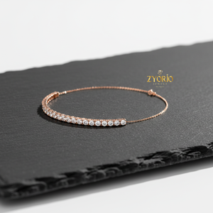 Bracelet tennis classique en or rose avec diamants, plaqué argent sterling, diamants de laboratoire, bijoux élégants et luxueux pour femmes, cadeau de mariage - Product Image 1