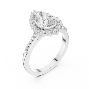 Anillo de Halo Romántico con Diamante Cultivado en Laboratorio en Plata 925 con Centro de Dos Quilates y Acentos de Pavé Graduados de 0.33 CTW para Compromiso - Product Image 3