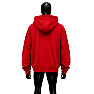 เสื้อฮู้ดซิปยาวสีแดงพรีเมียม ไซส์ใหญ่ แบบยูนิเซ็กส์ สตรีทแวร์  ทรงหลวม รับสกรีนโลโก้ ขายส่ง สำหรับฤดูหนาว - Product Image 2