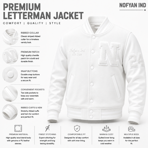 เสื้อแจ็คเก็ต Letterman ปักโลโก้ตามสั่ง ขายส่ง |   ผู้ผลิตเสื้อแจ็คเก็ตวาร์ซิตี้บอมเบอร์ |   แจ็คเก็ต OEM ODM แบรนด์ส่วนตัว |   งานปักคุณภาพพรีเมียม - Product Image 1