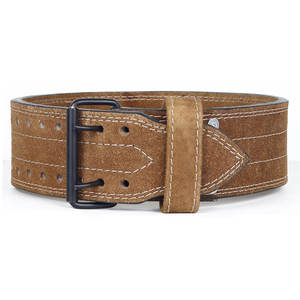 Cinturones de Gimnasio de Cuero Genuino Marrón de Doble Hebilla para Sentadillas, Peso Muerto, Entrenamiento de Fuerza, Levantamiento de Pesas y Powerlifting - Product Image 3