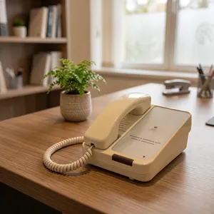 Teléfono de Escritorio de Plástico Beige con Auricular con Cable para Uso en Hoteles - Product Image 6