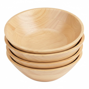 Bol à salade en bois fait main au design moderne, écologique, forme personnalisée, vaisselle, assiette à fruits et collations, ustensiles de cuisine - Product Image 2