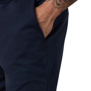 Shorts de sport en molleton écologique bleu marine pour homme, avec cordon de serrage à la taille, pour la gym, la course et les activités décontractées - Product Image 4