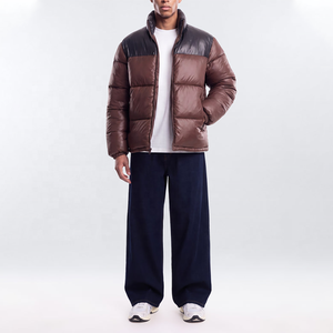 Doudoune matelassée de luxe pour homme, coupe-vent, chaude et épaisse, avec col montant et fermeture éclair, motif color block, idéale pour l'hiver - Product Image 4
