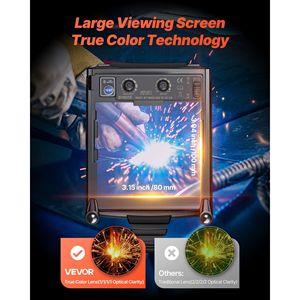 Casco per saldatura auto-oscurante 10x8 cm True Color a energia solare con 4 sensori ad arco, ampia scala di oscuramento 1/1/1/1 - Product Image 2