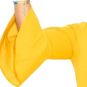 Robe élégante à manches cloche dorées pour femme, design élégant à manches évasées, idéale pour les soirées formelles et les fêtes. - Product Image 5