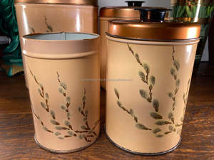 Nesting Tin Canister Tins in Vintage Copper with Classic Country Design Perfect for Stylish Metal <b>Storage</b> of <b>Dry</b> Fruits - Product Image 2