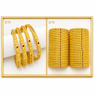 Brazaletes chapados en oro de 24 quilates para mujer con incrustaciones de rubí, diseño clásico de flores, joyería de boda A-43001 - Product Image 2