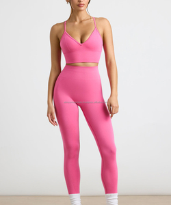 ชุดออกกำลังกายผ้าสแปนเด็กซ์/ ไนลอนสำหรับผู้หญิงกางเกงเลกกิ้งผ้ายืดไร้ตะเข็บโลโก้ได้ตามต้องการ - Product Image 1