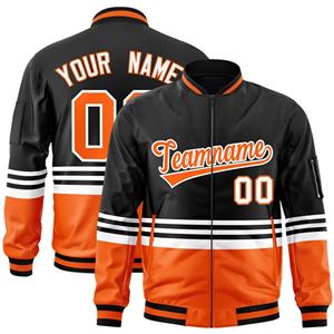 Chaqueta Bomber Varsity de Invierno Personalizada con Cierre de Cremallera, Cuello Alto, Nombre y Número del Equipo Bordados, Logotipo Frontal Informal y Elegante - Product Image 4