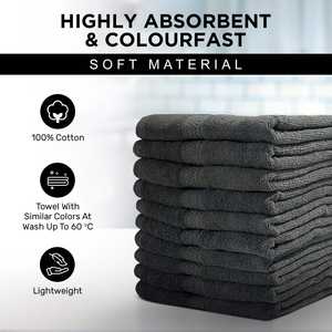 Serviette de toilette en coton gris doux tricoté, séchage rapide, pour cheveux et visage, usage premium pour spa, hôtel, salle de bain - Product Image 3