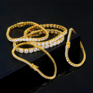Pulsera de tenis de diamantes VVS premium, chapada en oro de dieciocho quilates sobre plata de ley, certificada por IGI, AMBER JEWELS, unisex, brillante - Product Image 3