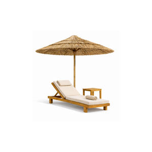 ARTERRA Premium Adjustable Teak Sun Lounger Set with Cushion <b>Table</b> <b>Umbrella</b> Luxury Resort Furniture - Product Image 1