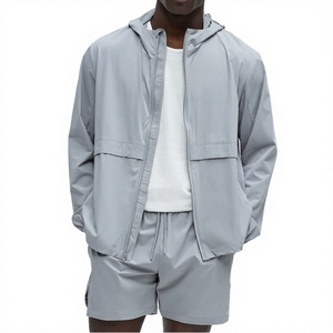 Conjunto de Chaqueta Ligera con Capucha y Pantalones Cortos para Hombre, con Protección Anti-UV, Tela de Spandex/Nylon, Ropa Deportiva de Invierno, Diseño 2 en 1 - Product Image 1