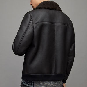 Veste en cuir mat streetwear avec col en fourrure Byron, vêtements d'hiver, logo et couleur personnalisés, boutons pression et fermeture éclair, vestes en cuir véritable - Product Image 2