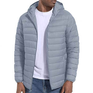 Custom Men's Casual Winter Polyester Warm Windbreaker Coat Quilted Lined <b>Waterproof</b> Zipper Front Full Puffer <b>Padded</b> Hooded - Product Image 3