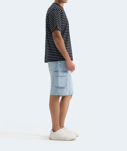 T-shirt col roulé 100 % coton noir uni personnalisé avec logo imprimé pour homme en tissu tricoté – Vente en gros - Product Image 5