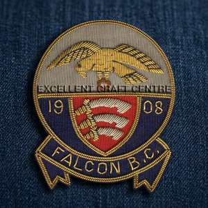 Falcon B.C. 1908 Embroidered Circular <b>Sew</b>-On Badge Style Fabric Patch for Garment - Product Image 1