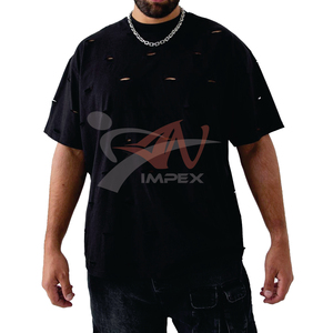 Camiseta holgada para hombre con efecto desgastado, nueva llegada, a la moda, con hombros caídos, estilo vintage, 100% algodón, camiseta para hombre con efecto desgastado. - Product Image 2