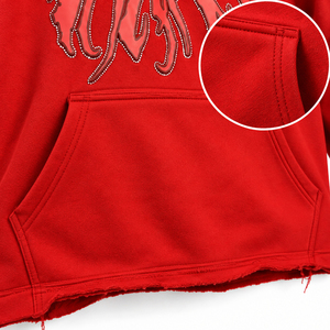 Best Product Red Rhinestone Graphic <b>Hoodie</b> Men Women <b>Gothic</b> Letter Print Hooded Oversized Heavyweight Sweatshirt - Product Image 4