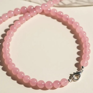 Collar de Cuarzo Rosa Hecho a Mano con Cuentas Lisas de 8mm, Gargantilla de Piedras Preciosas Naturales Rosadas, Joyería Elegante, Regalo para Mujer, Suministro de Boutique - Product Image 3