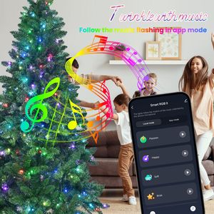 6ft Green WiFi Controlled RGB LED Christmas <b>Tree</b> <b>with</b> 300 <b>Lights</b> 751 PVC Tips 38 <b>Light</b> Functions Music Sync Hinged Structure - Product Image 3