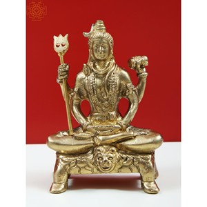 Petite sculpture en laiton Mahayogi Shiva faite à la main de 3 pouces fabriquée en Inde - Product Image 1