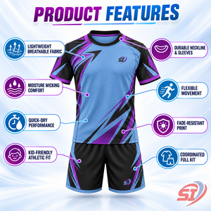 Ensemble de football personnalisé pour garçons : Maillot et short Drift Arrow 100 % polyester, séchage rapide, col en V, sans manches, léger, tenue d'équipe de football - Product Image 3