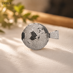 Rotate 3D Fully <b>Iced</b> <b>Out</b> 925 Sterling Silver Custom White Earth Pendant with Hip Hop Style Fit Tennis <b>Chain</b> - Product Image 3