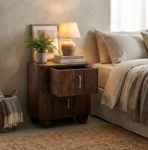 Table de chevet multifonctionnelle moderne en bois massif à 100 %, avec rangement, pour petites chambres d'appartement, table d'appoint mobile simple pour la maison - Product Image 4