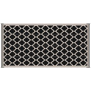 Tappeto Reversibile 9x18 per Patio RV - Tappetino in Paglia Sintetica Nero/Beige per Campeggio e Picnic all'Aperto - Product Image 1