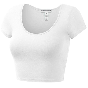Camiseta Corta de Spandex con Logotipo Personalizado, Talla Grande, Diseño Sólido, Bordado, Secado Rápido, Transpirable, de Algodón para Mujer - Product Image 1