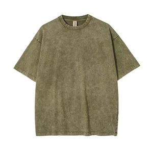 T-shirt décontracté vintage à épaules tombantes, 100 % coton 180 g/m², délavé à l'acide, avec logo personnalisé, écologique, séchage rapide, respirant et épais - Product Image 3