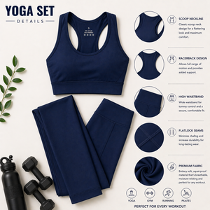 Ensembles de yoga et d'entraînement pour femmes, couleurs personnalisées, logo uni sur le devant, haute qualité, respirants, 2 pièces, vêtements de sport pour la salle de sport et le fitness - Product Image 5