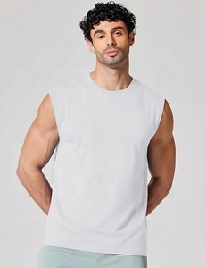 Ever Glow <b>Men's</b> <b>White</b> Sleeveless O-Neck Tank Top Solid Casual Nonwoven Polyester/Cotton <b>Vest</b> Plus Size Anti-shrink 240g - Product Image 3