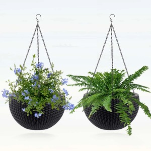 Pots de fleurs suspendus modernes avec chaîne pour plantes et fleurs d'intérieur et d'extérieur, design circulaire, style jardin - Product Image 5