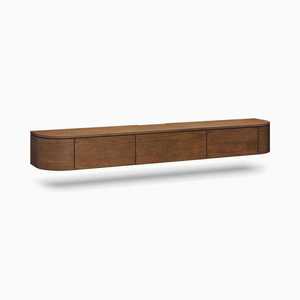 Meuble de salon minimaliste en bois massif avec 4 portes à battants, meuble de rangement moderne au design plat pour salon - Product Image 2